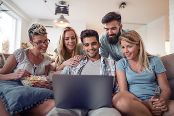 Friends watching movie together