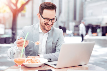 Young man on lunch break.