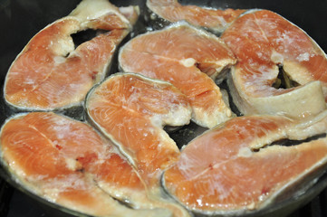 fresh fish, cut into steaks, pan-fried with butter and seasoned with spices