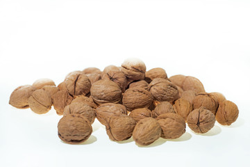 Christmas nuts on white background.