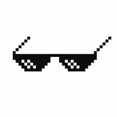 Fototapeta premium Pixel art glasses. Thug life meme glasses isolated on white background