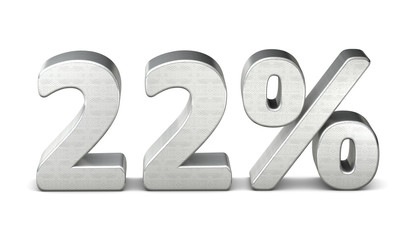 22 prozent symbol 3d silver struktur