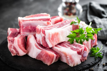 Pork ribs, raw meat