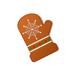 christmas cookie glove against white background with shadow