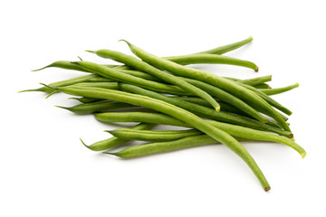 Green beans isolated on a white background.