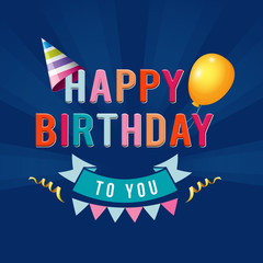 Happy Birthday typography illustration design for greeting cards and poster with balloon