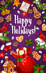 Christmas gift and New Year presents greeting card