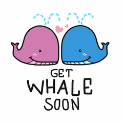 Obraz premium Pobierz Whale Soon słowo i kreskówka wektor ilustracja doodle styl