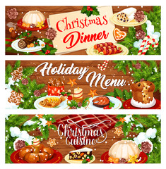 Christmas menu banner with Xmas dinner dishes