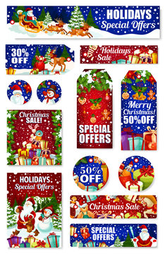 Christmas holiday gift sale and discount offer tag