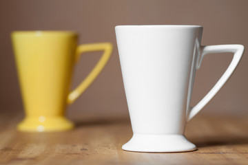 White mug on the desktop