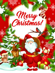 Merry Christmas vector Santa gifts greeting card