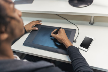 Close up of businessman working.