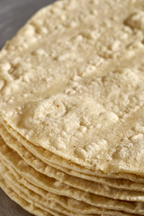 A stack of fresh corn tortillas