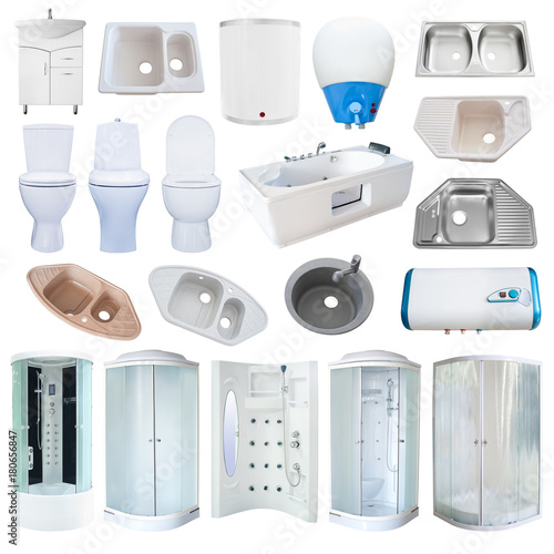 "set of bathroom equipment, isolated" Stock photo and royalty-free