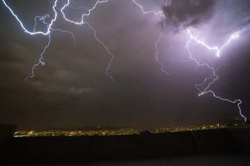 Storm clouds and lightning