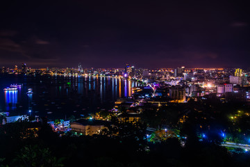  Pattaya city   in twilight time and midnight time ,  Thailand