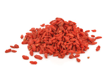 Dried goji berries, isolated on white background