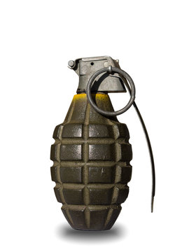 isolated hand bomb with white background