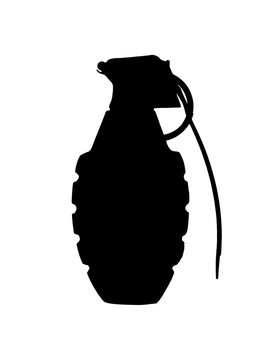 black hand bomb silhouette on white background