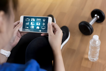 system app Remote home control system on phone Real estate concept