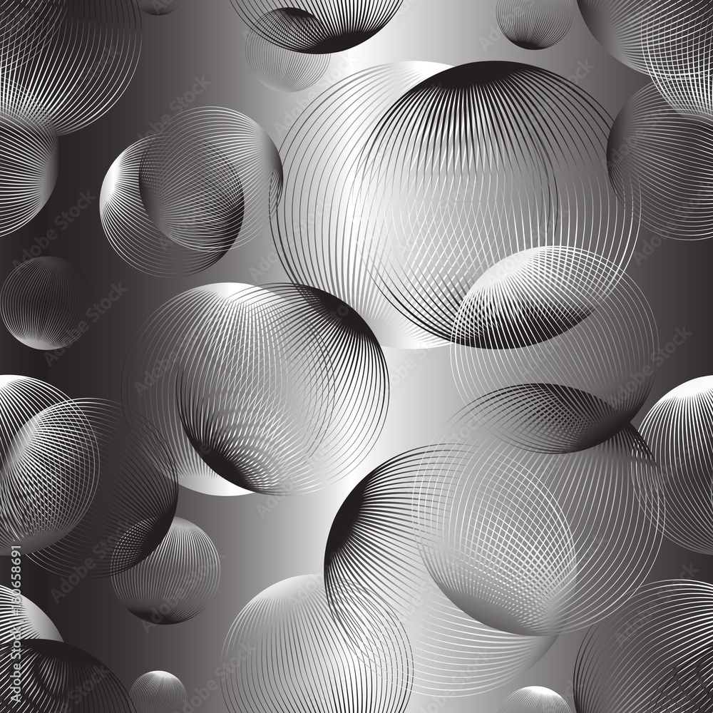 Poster abstract linear spheres seamless pattern. colorful repeatable modern design with bubbles. geometric 