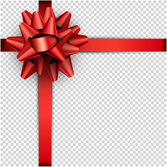Red bow with ribbon for gift wrap.