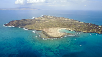 aerial view of lobos island, fuerteventura, canary islands