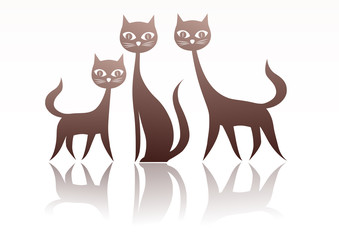 Obraz premium 3 Kedi silueti