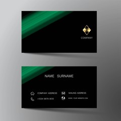 Modern business card template design. With inspiration from the abstract. Contact card for company. Two sided black and green . Vector illustration. 