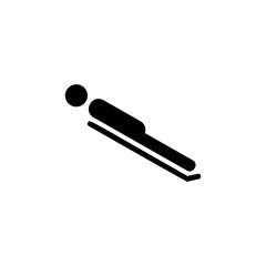 Jumping skier silhouette icon. Simple winter games icon. Can be used as web element, playing design icon