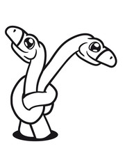 boden loch pärchen paar liebe verliebt verknotet hals knoten lustig langhals süß niedlich klein groß kind comic cartoon dinosaurier saurier dino hals