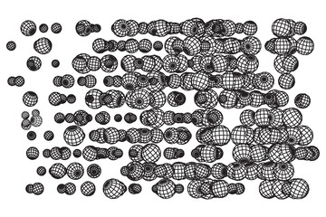 Wireframe Mesh Flow with many small spheres rotate and spin. Connection Structure. Digital Data Visualization Concept. Vector Illustration.