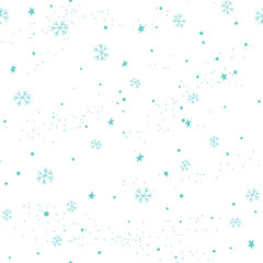 Christmas seamless pattern with stars and snowflakes