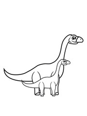 Obraz na płótnie Canvas baby junges mama papa familie langhals süß niedlich klein groß kind comic cartoon dinosaurier saurier dino hals