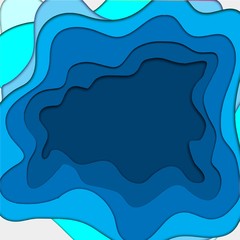 blue color paper cut shapes art design vector illustration