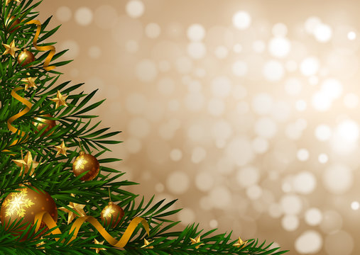 Background template with christmas tree and ornaments