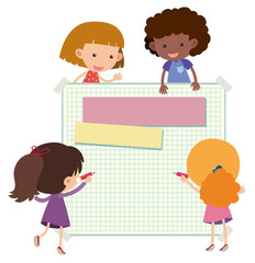 Paper template with happy children