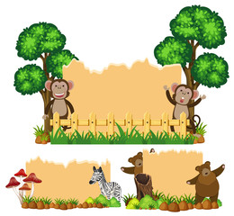 Obraz na płótnie Canvas Three background with animals in the park