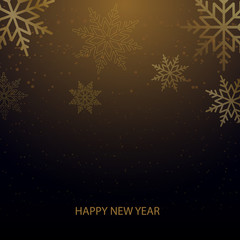 Fototapeta na wymiar Christmas and New Year background with falling gold snowflakes. Vector 
