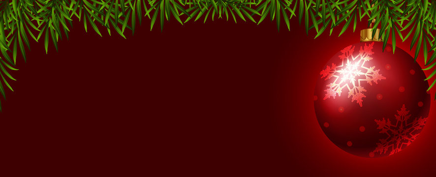 Background template with red christmas ball