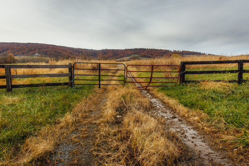 Obraz premium Gate blocks the road less traveled