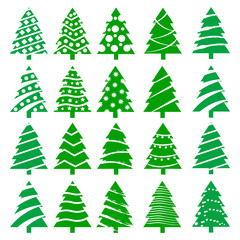 Set of different color Christmas trees. Vector