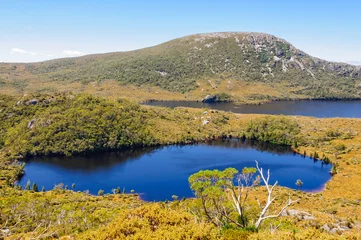 Papier Peint photo Mont Cradle Lake Lilla and Dove Lake photographed from the Wombat Peak in the Cradle Mountain-Lake St Clair National Park - Tasmania, Australia