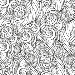 Abstract black and white doodles. Vector seamless pattern.