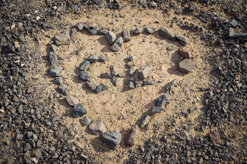 Hearts of stones for the memory of the coast of Papagayo. Lanzarote. Canary Islands. Spain