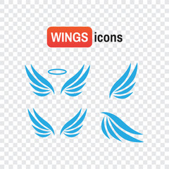 wing eagle. Wings isolated on white background. Wings set icons