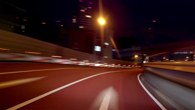 タイムラプス - 夜の首都高速道路 都心環状線 C1 外回り 銀座 から 代官町