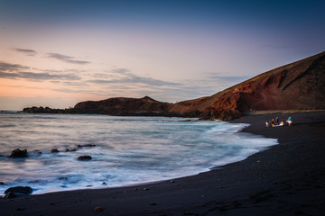 Night in the Gulf of El Golfo. Lanzarote. Canary Islands. Spain