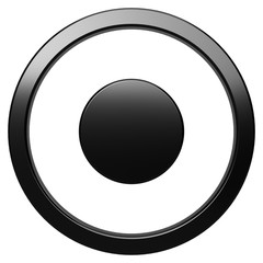 Record icon. Black round 3d button with frame